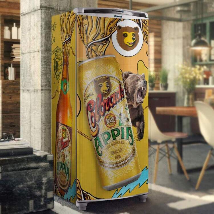 Envelopamento de Geladeira Cerveja Colorado Amarela