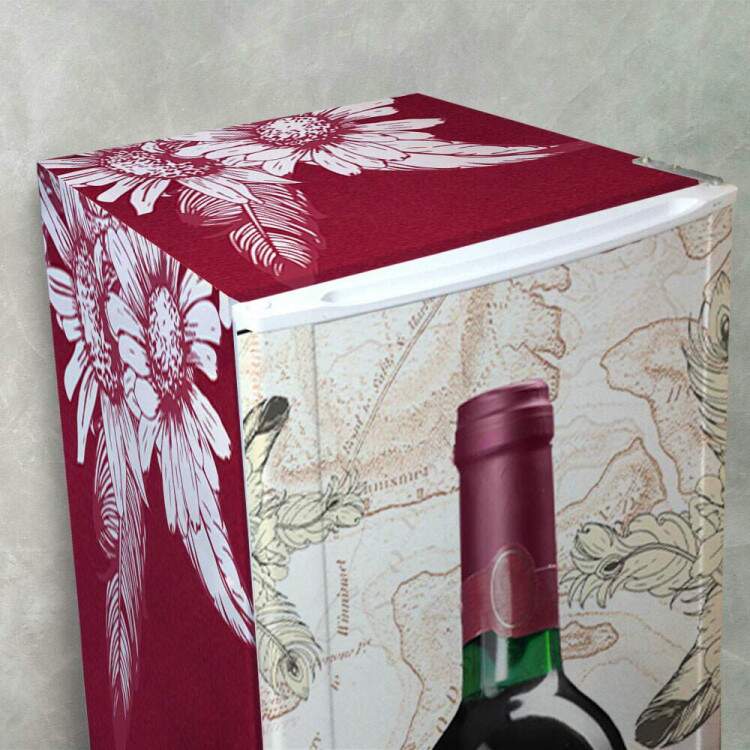 Envelopamento de Geladeira Garrafa de Vinho e Flores