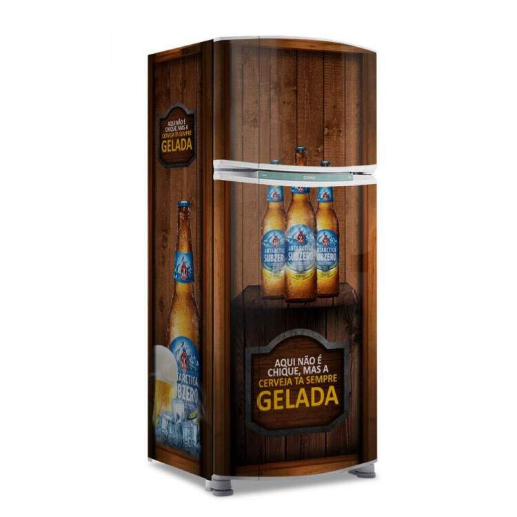 Envelopamento de Geladeira Cerveja Sempre Gelada