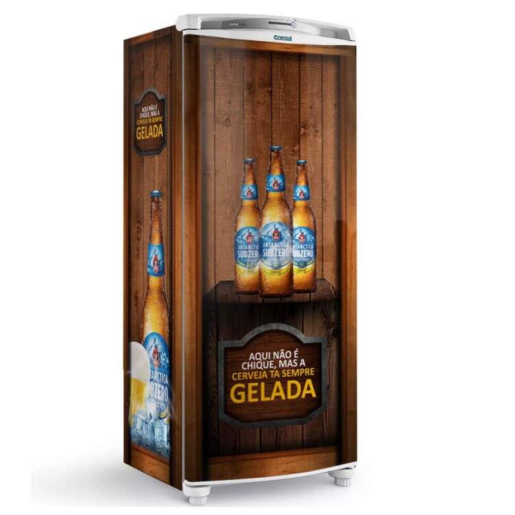 Envelopamento de Geladeira Cerveja Sempre Gelada