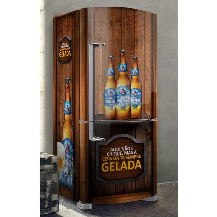 Envelopamento de Geladeira Cerveja Sempre Gelada