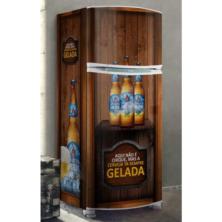 Envelopamento de Geladeira Cerveja Sempre Gelada
