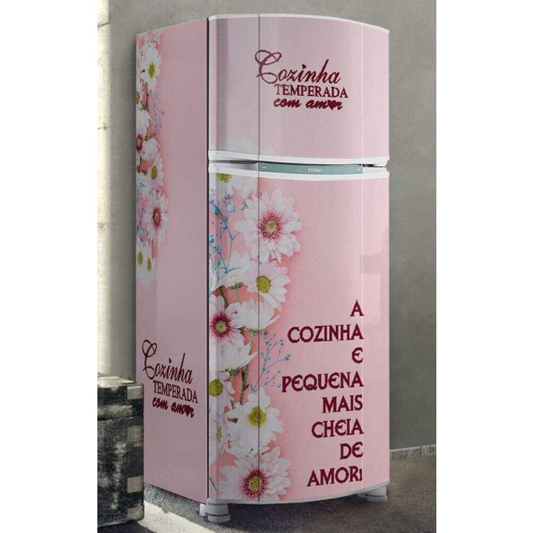 Envelopamento de Geladeira Cozinha Pequena Mas Cheia de Amor