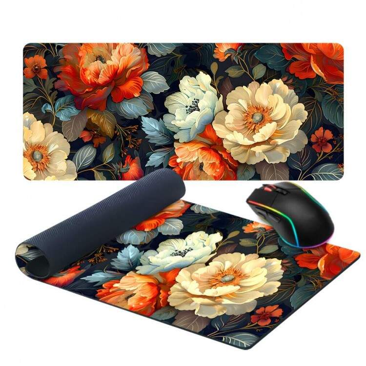 Mouse Pad 70x30cm Floral Penias Coloridas