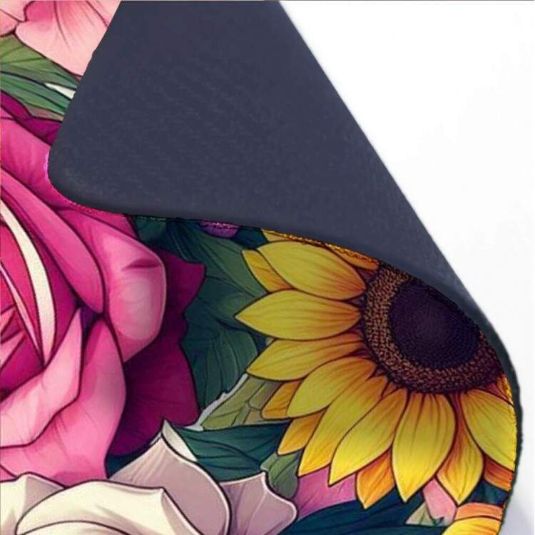 Mouse Pad 70x30cm Floral Rosas e Girassis