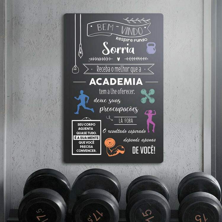 Placa Decorativa para Academia Bem Vindo