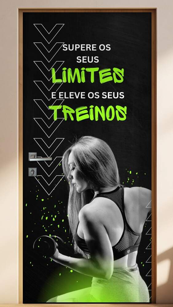 Adesivo de Porta Para Academia Supere Seus Limites