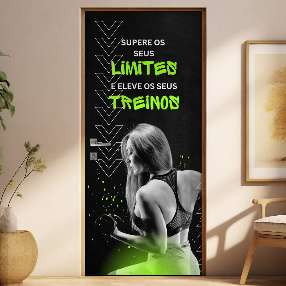 Adesivo de Porta Para Academia Supere Seus Limites