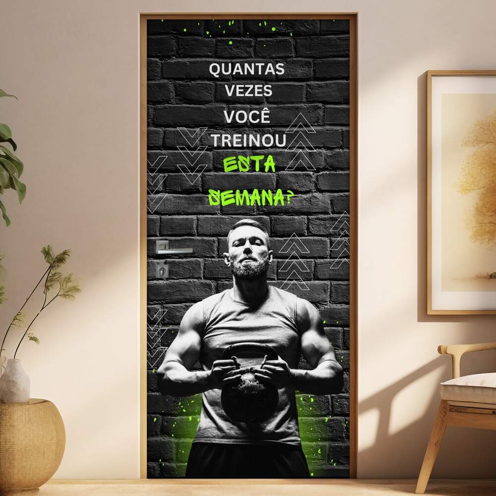 Adesivo de Porta Para Academia Quantas Vezes Voc Treinou