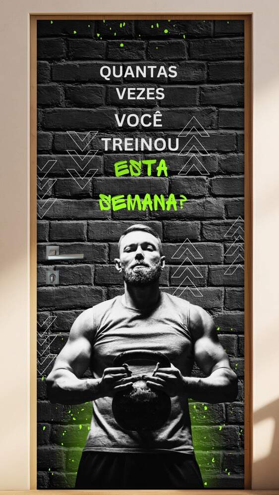 Adesivo de Porta Para Academia Quantas Vezes Voc� Treinou