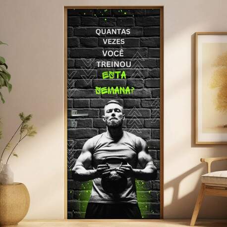 Adesivo de Porta Para Academia Quantas Vezes Voc Treinou