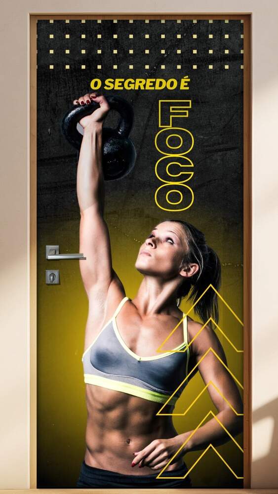 Adesivo de Porta Para Academia O Segredo � Foco