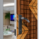 Adesivo de Porta Madeira Listrada Geom�trica