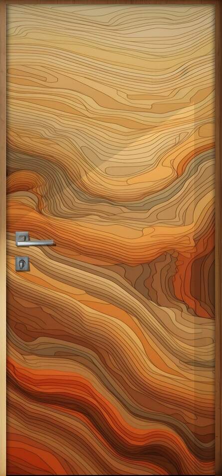 Adesivo de Porta Madeira Laranja Abstrato