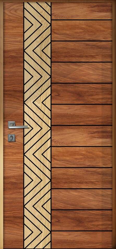 Adesivo de Porta Madeira com Detalhes Geomtrico