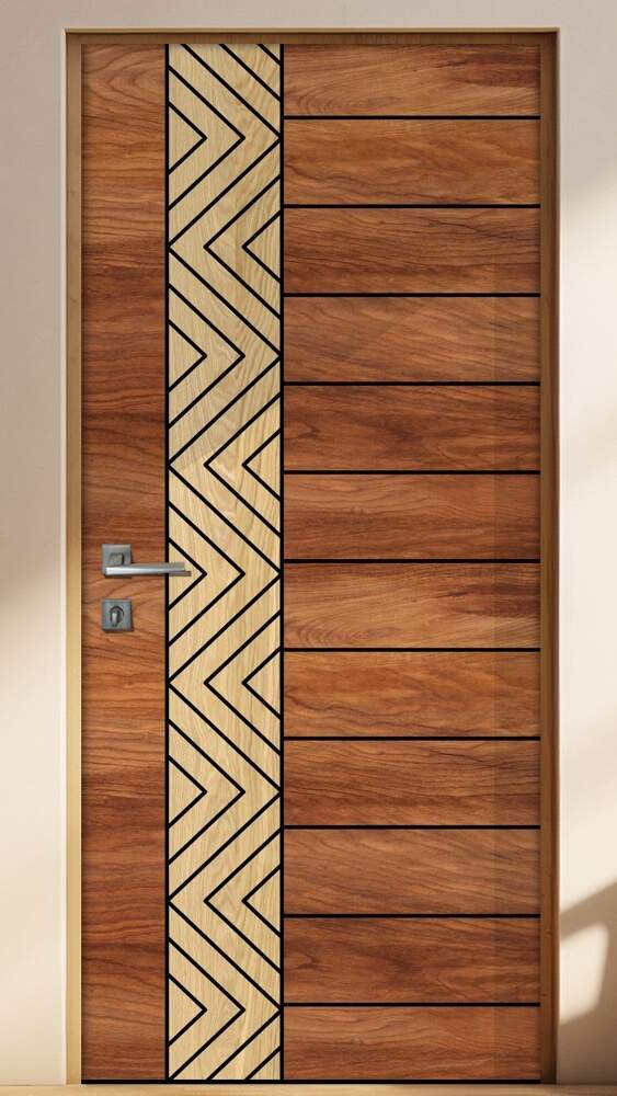 Adesivo de Porta Madeira com Detalhes Geom�trico