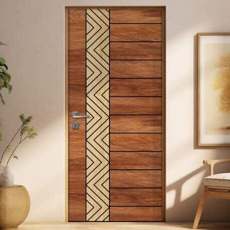 Adesivo de Porta Madeira com Detalhes Geomtrico