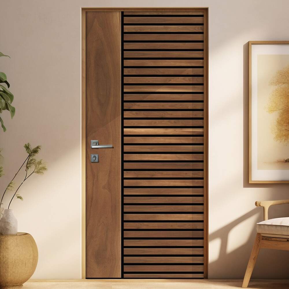 Adesivo de Porta Madeira com Detalhe Ripado