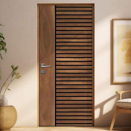 Adesivo de Porta Madeira com Detalhe Ripado