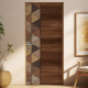 Adesivo de Porta Madeira com Tri�ngulos Geom�tricos Tons Amadeirados