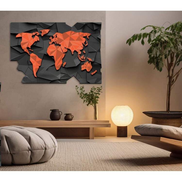 Quadro Decorativo Vazado Mapa-Mndi
