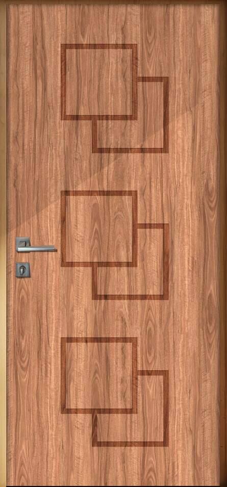 Adesivo de Porta Estilo Madeira com Detalhes Quadrados