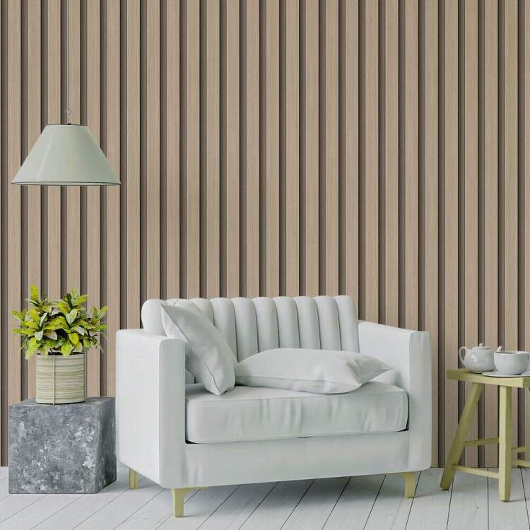 Papel de Parede Estilo Madeira Ripada Minimalista