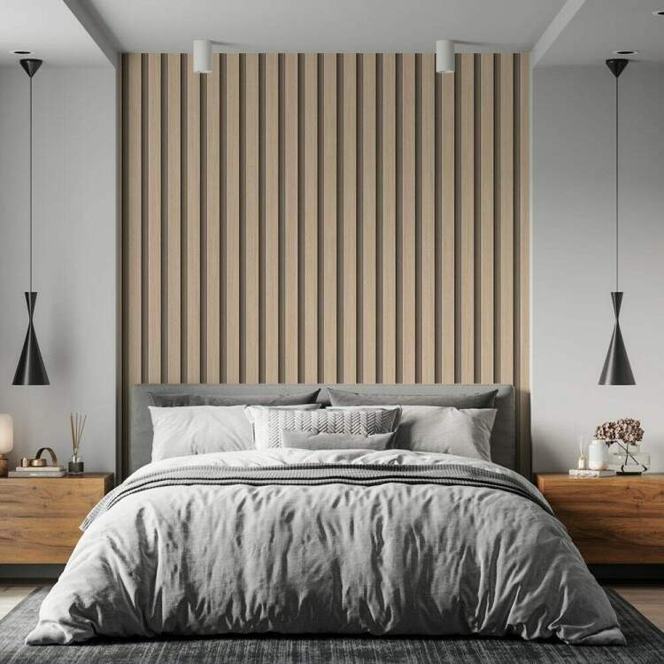 Papel de Parede Estilo Madeira Ripada Minimalista