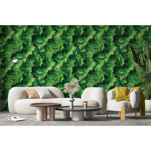 Papel de Parede Efeito Folhas Parede Verde