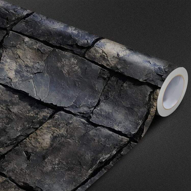 Papel de Parede Blocos de Pedras Escuras com Efeito de Textura