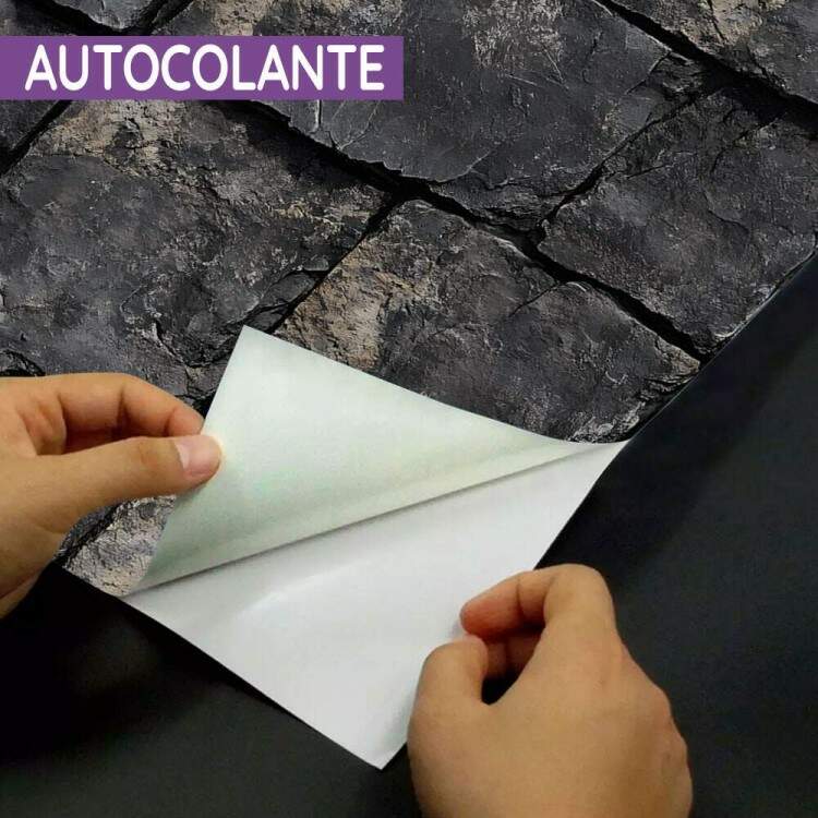 Papel de Parede Blocos de Pedras Escuras com Efeito de Textura