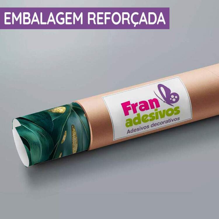Papel de Parede Floral Folhas Monstera com Detalhes Dourados
