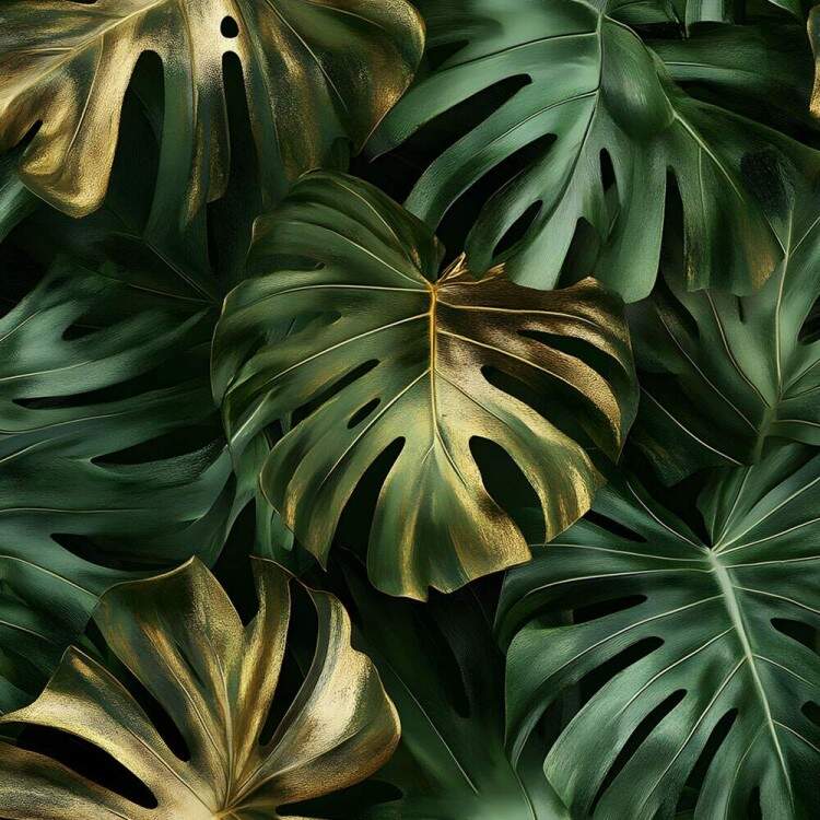 Papel de Parede Floral Folhas Monstera com Tons de Marrom