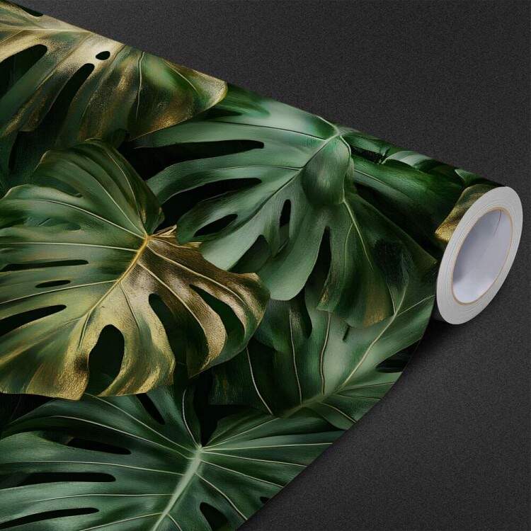 Papel de Parede Floral Folhas Monstera com Tons de Marrom