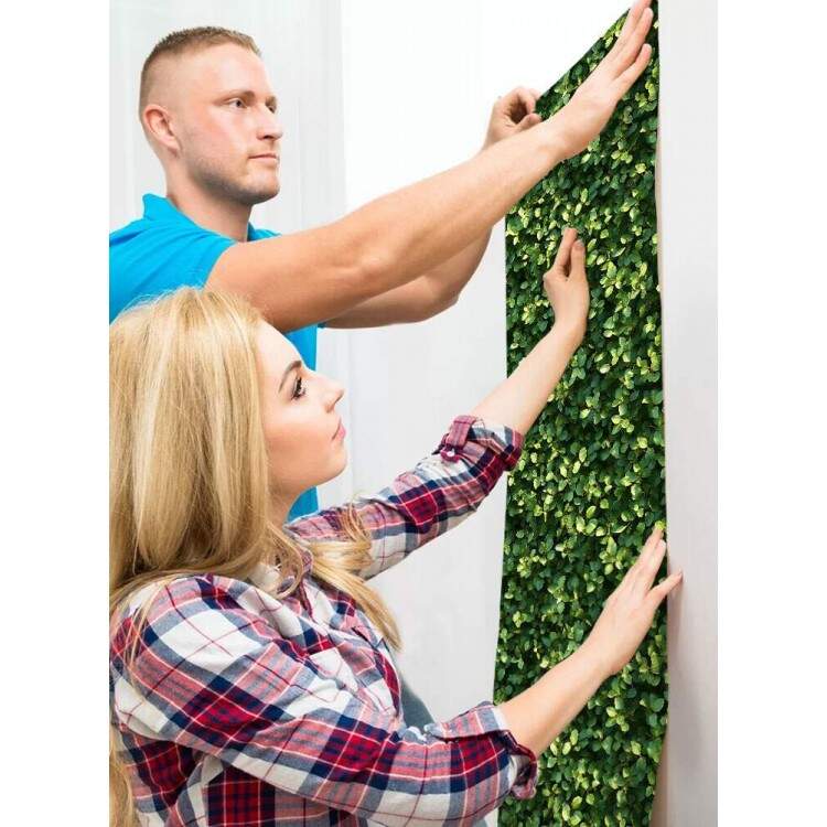 Papel de Parede Floral Folhas Delicadas em Tom Verde Escuro