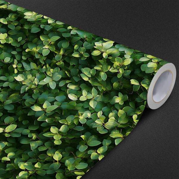 Papel de Parede Floral Folhas Delicadas em Tom Verde Escuro