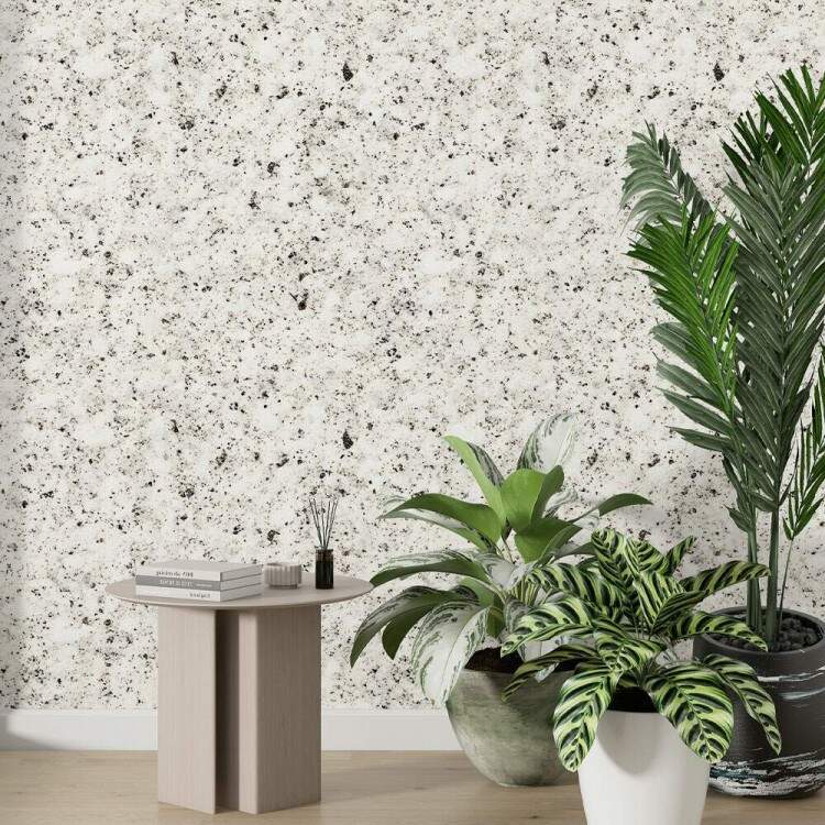 Papel de Parede Estilo Granilite Preto e Branco