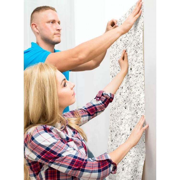 Papel de Parede Estilo Granilite Preto e Branco