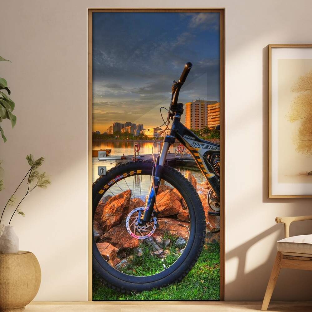 Adesivo para Porta Paisagem com Bicicleta