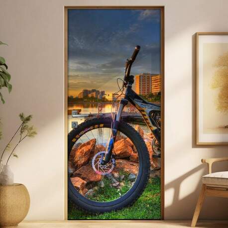 Adesivo para Porta Paisagem com Bicicleta