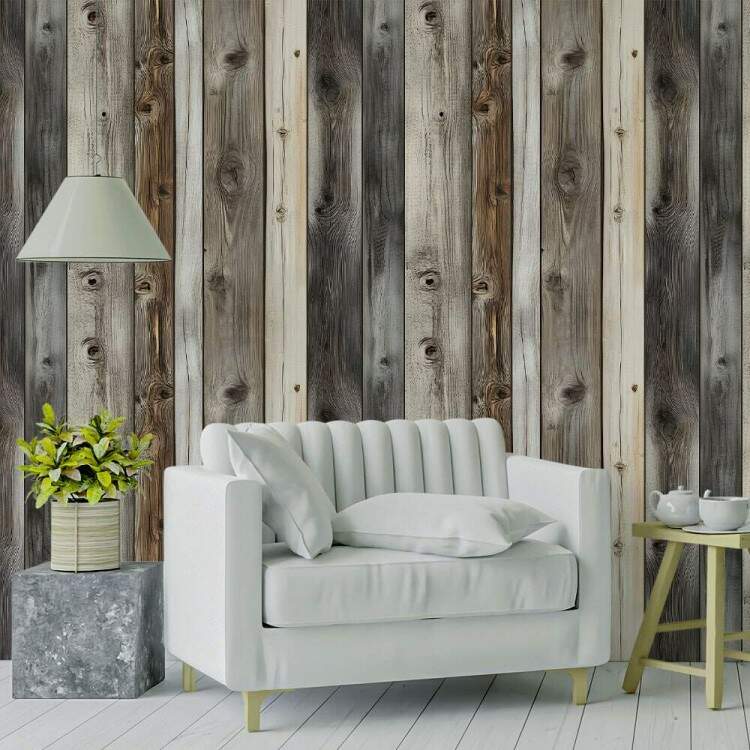 Papel de Parede Madeira Ripada com Tons de Marrom