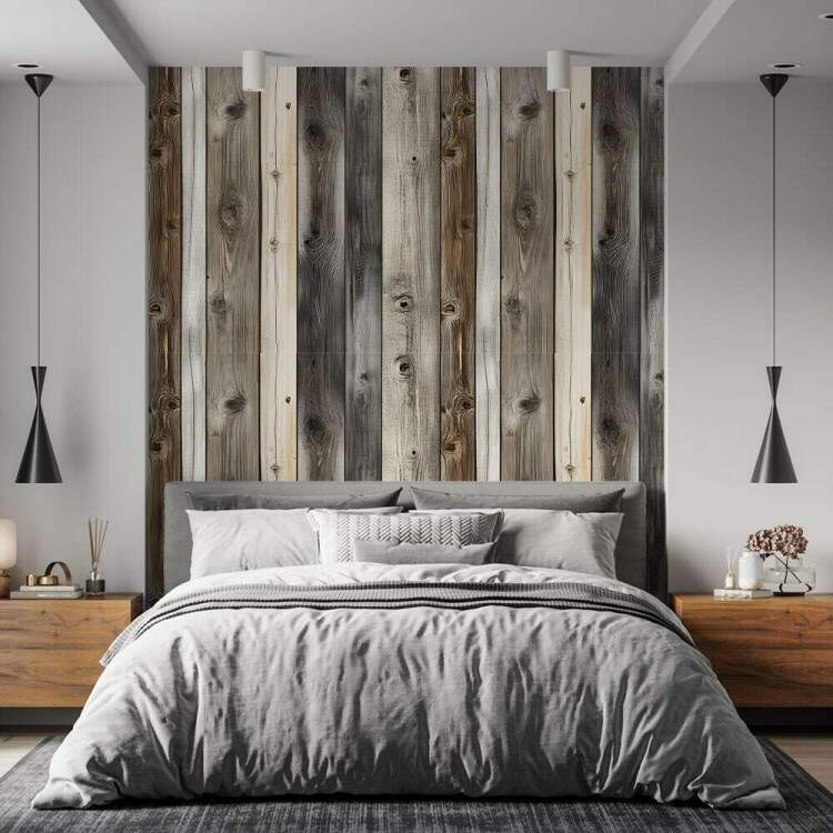 Papel de Parede Madeira Ripada com Tons de Marrom