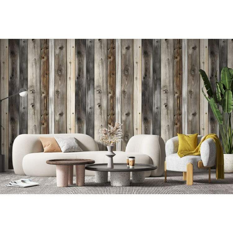 Papel de Parede Madeira Ripada com Tons de Marrom