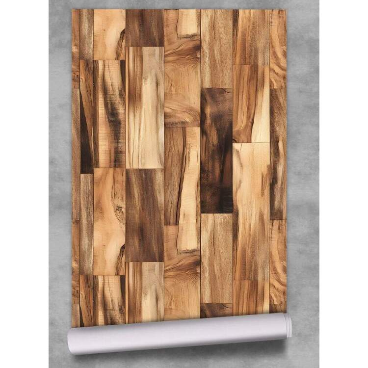 Papel de Parede Madeira Ripada com Tons de Marrom Avermelhado
