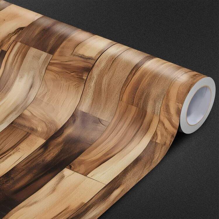 Papel de Parede Madeira Ripada com Tons de Marrom Avermelhado