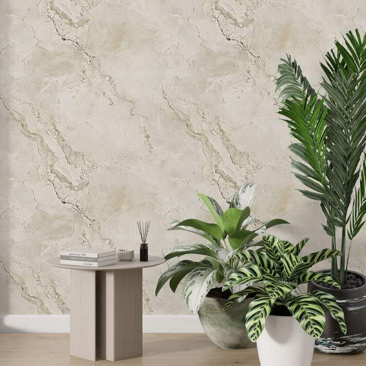 Papel de Parede Mrmore Bege com Detalhes