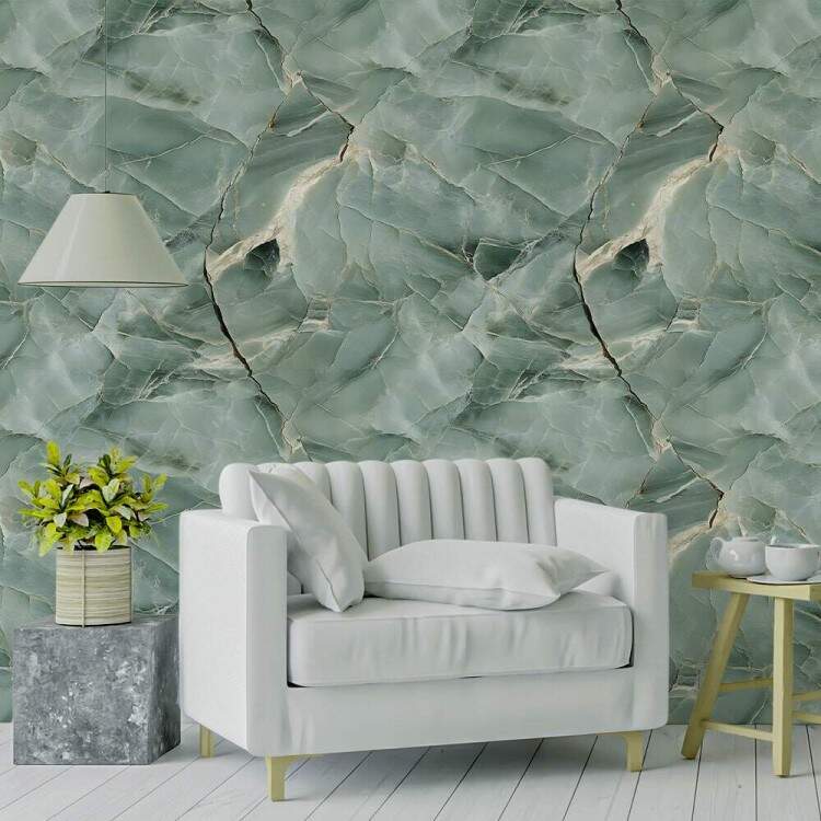 Papel de Parede Estilo Mrmore Tom de Verde