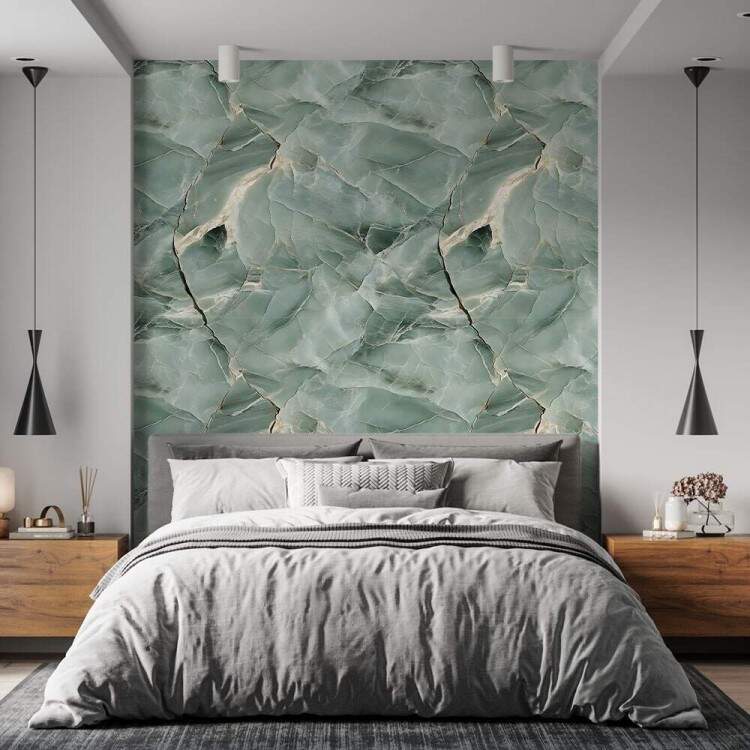 Papel de Parede Estilo Mrmore Tom de Verde