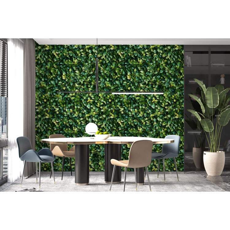 Papel de Parede Muro Verde com Folhas Pequenas