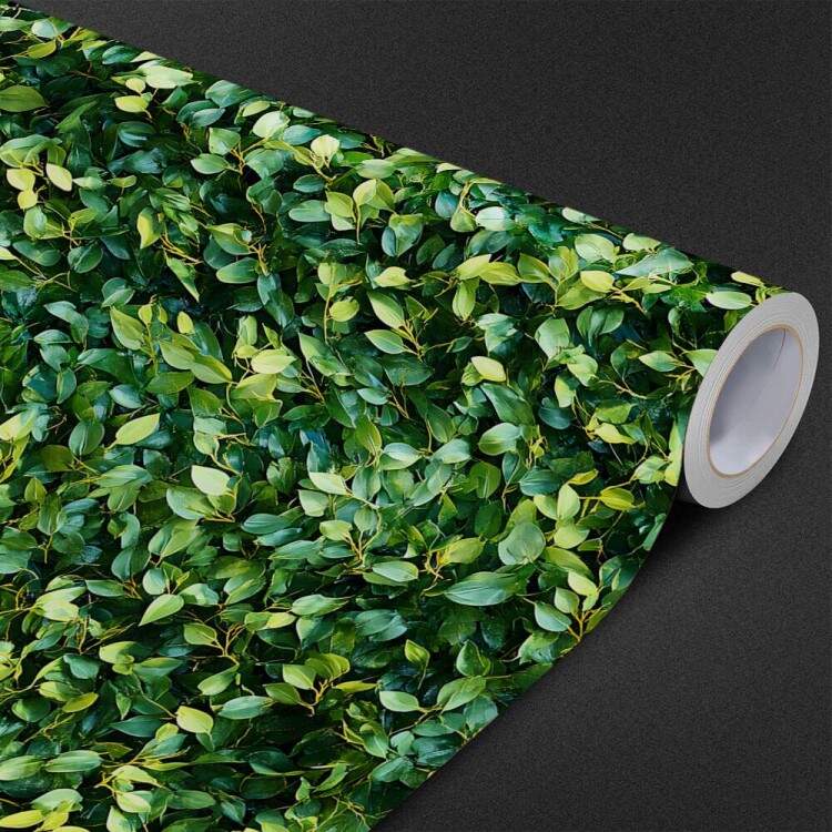 Papel de Parede Muro Verde com Folhas Pequenas